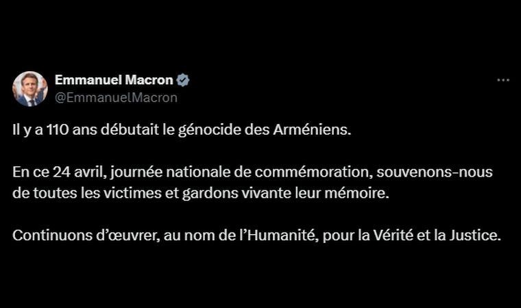 Macron'dan sözde Ermeni Soykırımı mesajı