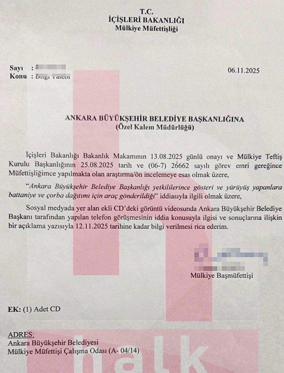 İçişleri'nden Mansur Yavaş'a çorba incelemesi