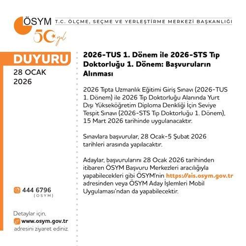 TUS ve STS başvuruları başladı