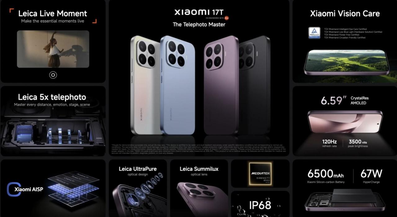 İşte Xiaomi 17T: 6.500 mAh batarya ve Dimensity 8500 ile güç gösterisi