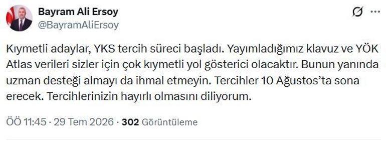 YKS tercih süreci başladı